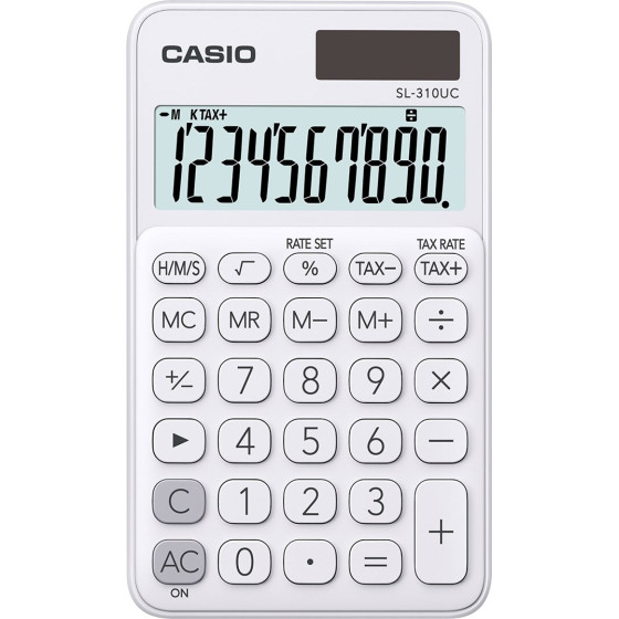 Casio CALCULATOR, POCKET SL-310UC-WE WHITE, 10 DIGIT DISPLAY - (SL-310UC-WE BOX)
