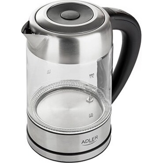 Adler NEW electric kettle 1.7 L 2200 W Black, Stainless steel, Transparent - (AD 1247)