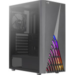 Aerocool DELTABKV1 ATX PC Case RGB Front Full Side Window 12cm Fan Black - (AEROPGSDELTA-A-BK-V1)