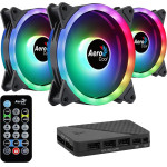 Aerocool DUO12PRO Kit 3xFan 12cm ARGB LED Dual Ring Antivibration 6 Pins Black - (AEROPGSDUO12-PRO-ARG)