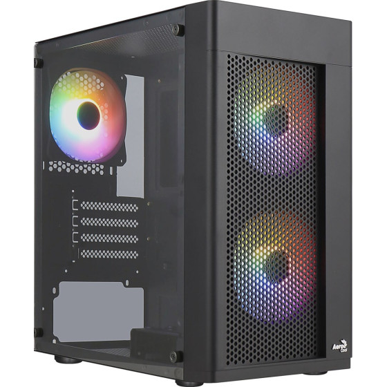 Aerocool HEXFORMBKV2 Micro ATX PC Case 3 Fans FRGB Black - (AEROPGS-HEXFORM-GBK2)