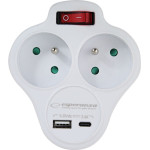 Esperanza Electrical splitter 2 GN. USB-C USB-A ON. White - (ELK311W)