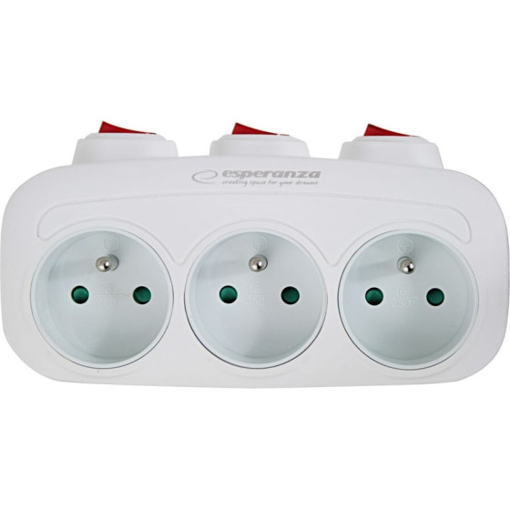Esperanza Electrical Splitter 3 sockets switch White - (ELK307W)