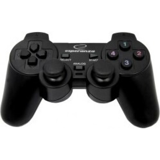 Esperanza Gaming Controller Joystick PC,Playstation 2,Playstation 3 Analogue / Digital USB 2.0 Black - (EG106)