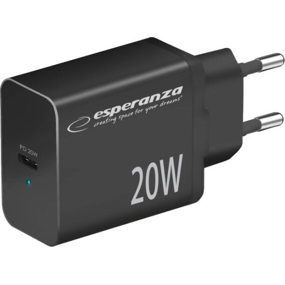 Esperanza mains charger 20W Black - (EZC104K)
