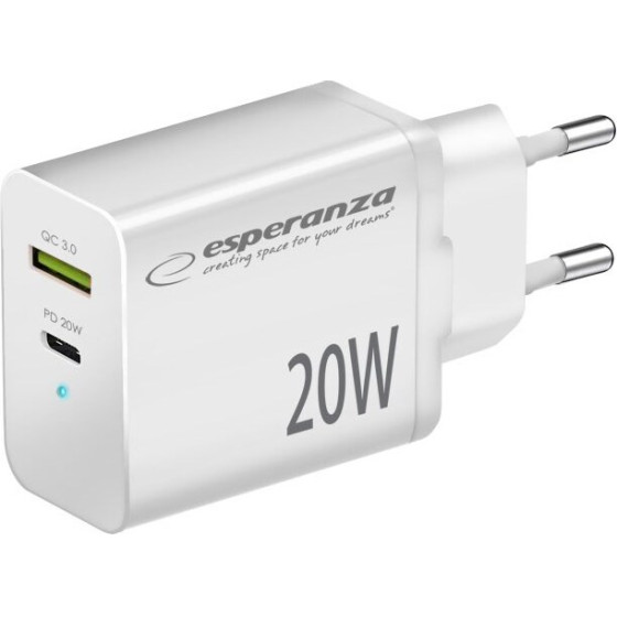 Esperanza mains charger 20W White - (EZC105W)