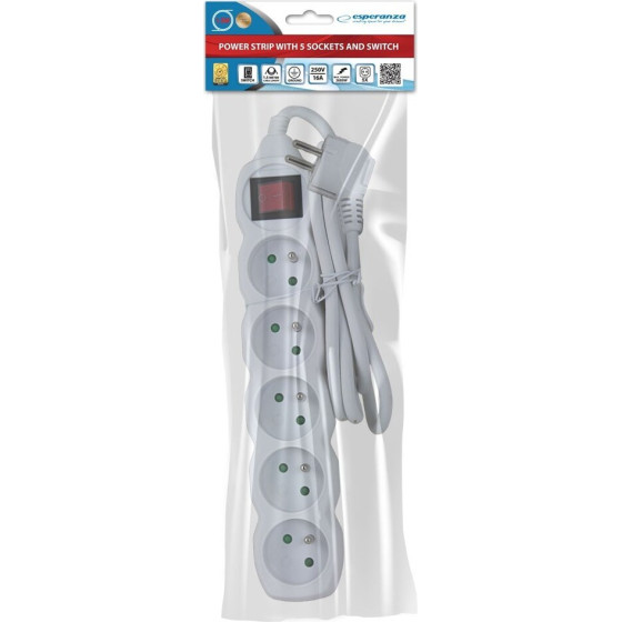 Esperanza power extension 1.5 m 5 AC outlet(s) Indoor White - (ELK214W)