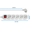 Esperanza power extension 3 m 5 AC outlet(s) Indoor White - (ELK215W)