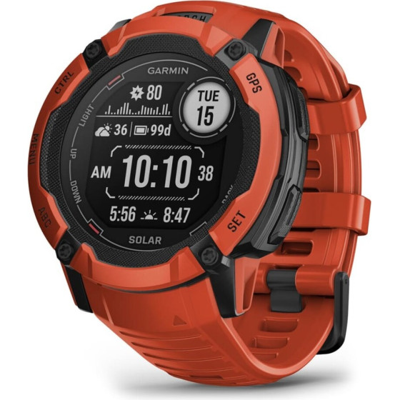 Garmin Instinct 2X Solar 2.79 cm (1.1'') MIP 50 mm Digital 176 x 176 pixels Touchscreen Red GPS (satellite) - (010-02805-01)