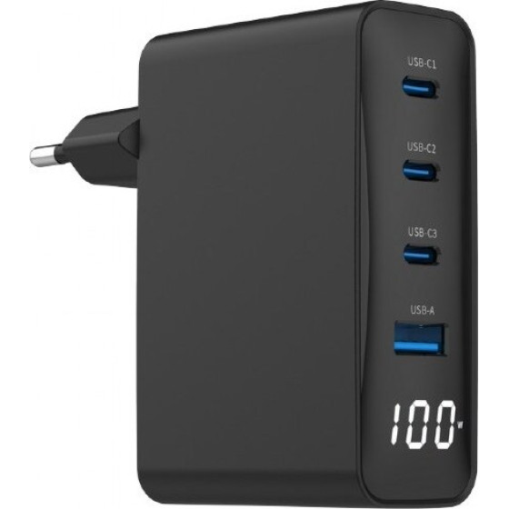 GEMBIRD mobile device charger Laptop, Smartphone Black AC Fast charging Indoor - (TA-UC-PDQC100LCD-01-BK)