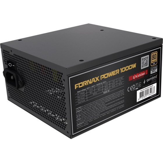GEMBIRD Power supply unit Fornax Power 1000W active PFC 12cm fan 80+Gold - (CCC-PSUGOLD-1000W)