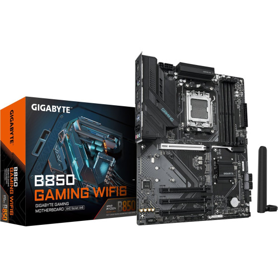 Gigabyte B850 GAMING WIFI6 Motherboard - AMD Ryzen 9000 Series CPUs, 6+2+2 Phasen Digital VRM, up to 8200MHz DDR5 (OC), 1xPCIe 5.0 + 2xPCIe 4.0 M.2, GbE LAN, WIFI 6, USB 3.2 Gen 2 - (B850 GAMING WF6)