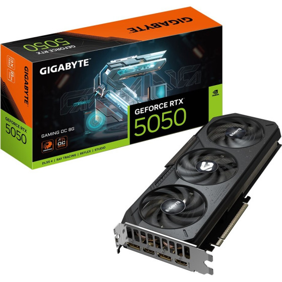 Gigabyte GeForce RTX 5050 GAMING OC 8G Graphics Card - 8GB GDDR6, 128bit, PCI-E 5.0, 2632MHz Core Clock, 2 x DP, 2 x HDMI, NVIDIA DLSS 4, - (GV-N5050GAMING OC-8GD)