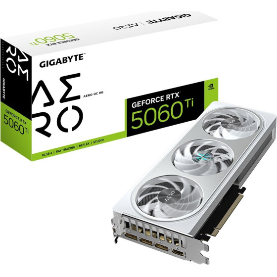 Gigabyte GeForce RTX 5060 Ti AERO OC 8G Graphics Card - 8GB GDDR7, 128bit, PCI-E 5.0, 2647MHz Core Clock, 3 x DisplayPort, 1 x HDMI, - (GV-N506TAERO OC-8GD)