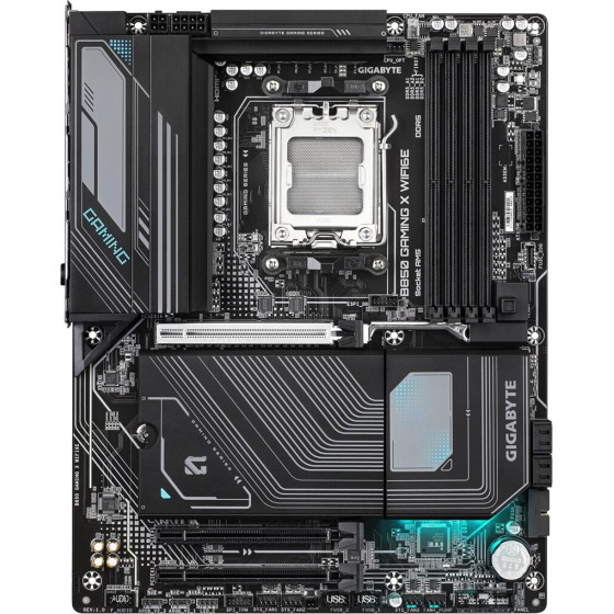Gigabyte Motherboard - AMD Ryzen 9000 Series CPUs, 12+2+2 Phases Digital VRM, up to 8200MHz DDR5 (OC), 1xPCIe 5.0 + 2xPCIe 4.0 M.2, 2.5LAN, WIFI 6E, USB 3.2 Gen 2x2 - (B850 GAMING X WIFI6E)