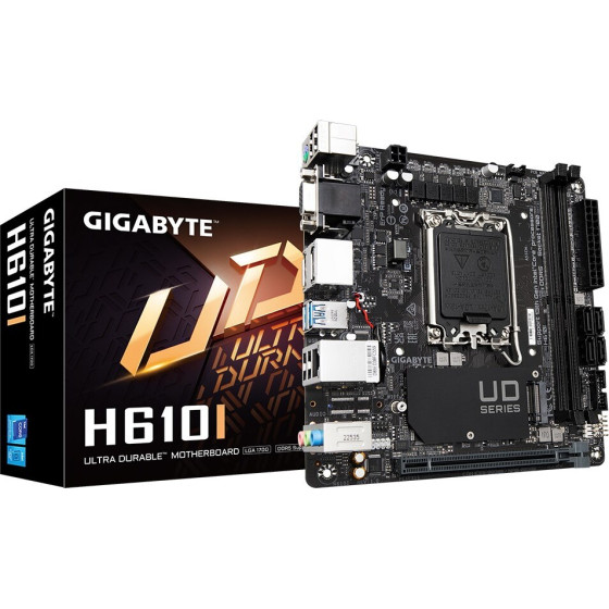 Gigabyte Motherboard - Supports Intel Core 14th CPUs, 4+1+1 Hybrid Digital VRM, up to 5600MHz DDR5, 1xPCIe 3.0 M.2, GbE LAN, USB 3.2 Gen 1 - (H610I)