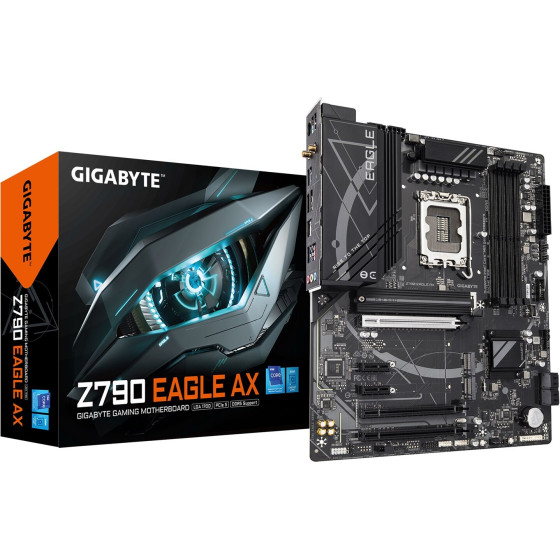 Gigabyte Motherboard - Supports Intel Core 14th Gen CPUs, 12+1+1Phases Digital VRM, up to 7600MHz DDR5 (OC), 3xPCIe 4.0 M.2, Wi-Fi 6E, 2.5GbE LAN, USB 3.2 Gen 2 - (Z790 EAGLE AX)