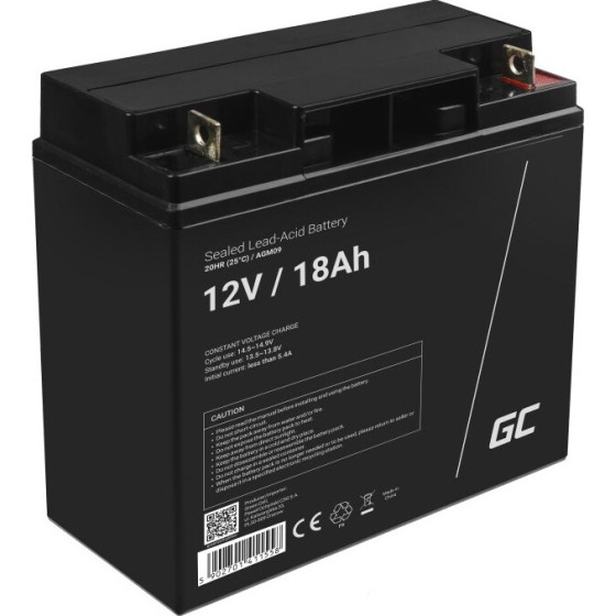 Green Cell industrial rechargeable battery Sealed Lead Acid (VRLA) 18000 mAh 12 V - (AGM09)