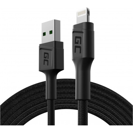 Green Cell lightning cable 2 m Black - (KABGC18)