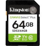 Kingston Technology 64GB SDXC Canvas Select Plus Gen3 100MB/s C10 UHS-I U1 V10 - (SDS3/64GB)