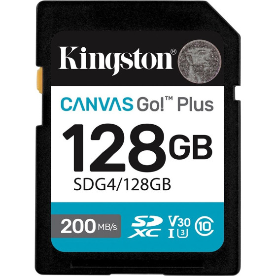 Kingston Technology Canvas Go! Plus 128GB SDXC Canvas Go Plus Gen4 200MB/s C10 UHS-I U3 V30 - (SDG4/128GB)