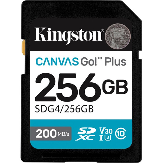 Kingston Technology Canvas Go! Plus 256GB SDXC Canvas Go Plus Gen4 200MB/s C10 UHS-I U3 V30 - (SDG4/256GB)