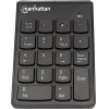 Manhattan Numeric Keypad, Wireless (2.4GHz), USB-A Micro Receiver, 18 Full Size Keys, Black, Membrane Key Switches, Auto Power Management, Range 10m, AAA Battery (included), Windows and Mac, Three Year Warranty - (178846)