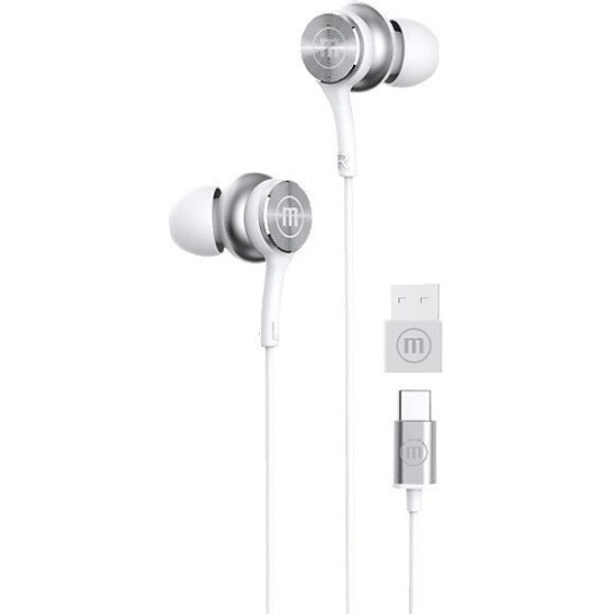Maxell XC1 USB-C wired headphones with USB-A adapter white - (MAXELL XC1 WHITE)
