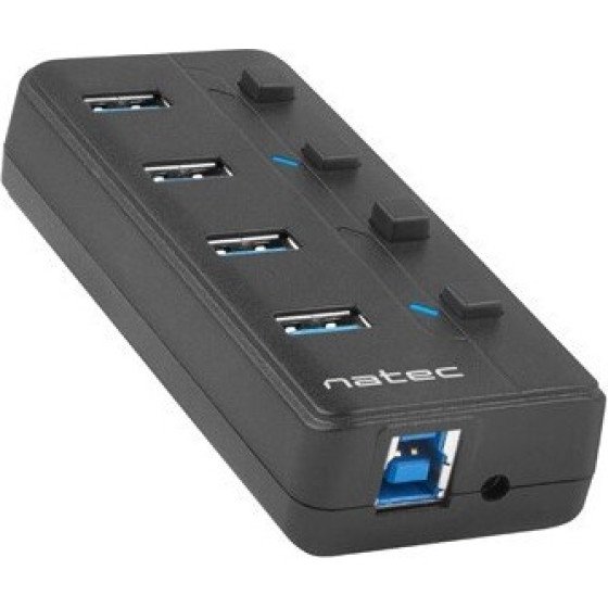 NATEC HUB USB 3.0 MANTIS 2 4-PORTS WITH SWITCH+POWER SUPPLY - (NHU-1557)