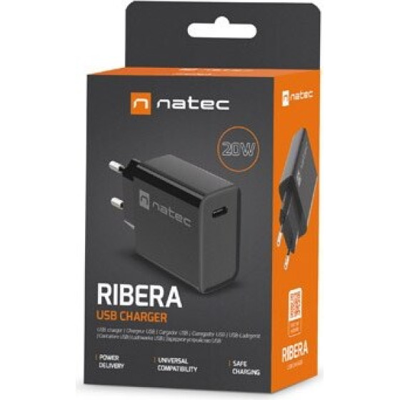 NATEC MAINS CHARGER RIBERA USB-C 20W PD - (NUC-2060)