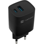 NATEC RIBERA GAN CHARGER 1X USB-A + 1X USB-C 30W BLACK - (NUC-2141)
