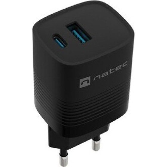 NATEC RIBERA GAN CHARGER 1X USB-A + 1X USB-C 30W BLACK - (NUC-2141)