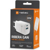 NATEC RIBERA GAN CHARGER 1X USB-A + 1X USB-C 30W WHITE - (NUC-2140)