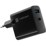 NATEC RIBERA GAN CHARGER 1x USB-A + 1x USB-C 45W BLACK - (NUC-2143)