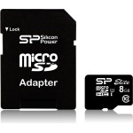 Silicon Power Elite 8GB microSDHC UHS-I memory card Class 10 - (SP008GBSTHBU1V10SP)