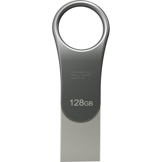 Silicon Power Mobile C80 USB flash drive 128 GB USB Type-A / USB Type-C 3.0 (3.1 Gen 1) Titanium - (SP128GBUC3C80V1S)