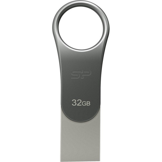 Silicon Power Mobile C80 USB flash drive 32 GB USB Type-A / USB Type-C 3.0 (3.1 Gen 1) Titanium - (SP032GBUC3C80V1S)