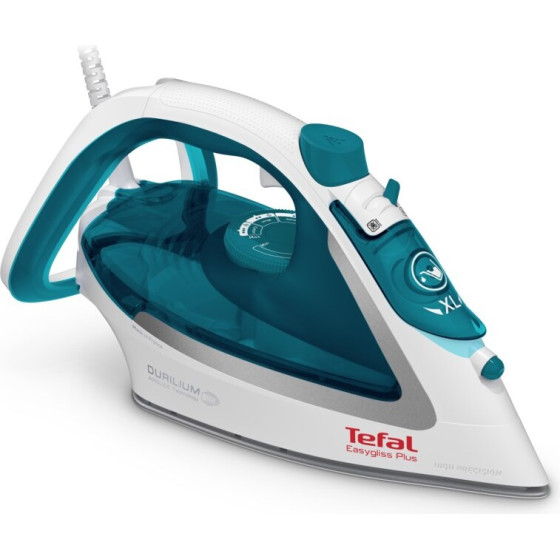Tefal EasyGliss Plus iron Dry & Steam iron Durilium soleplate 2400 W Turquoise, White - (FV5718)