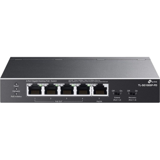 TP-LINK network switch Gigabit Ethernet (10/100/1000) Power over Ethernet (PoE) Black - (TL-SG1005P-PD)