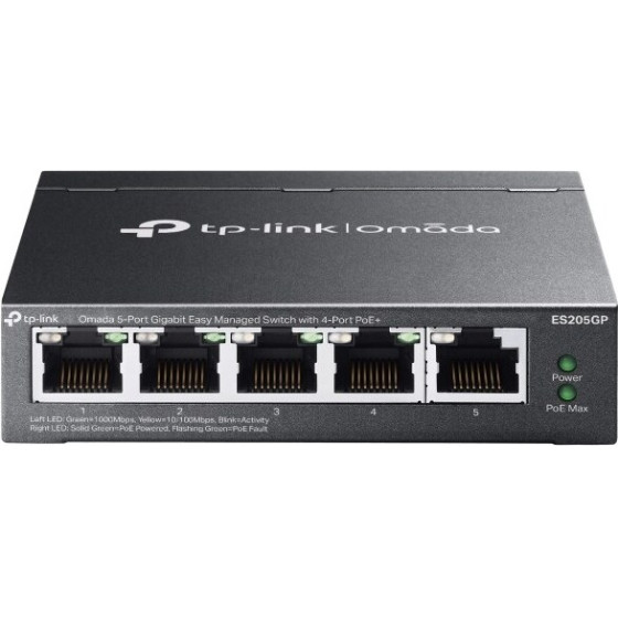 TP-LINK Omada 5-Port Gigabit Easy Managed Switch with 4-Port PoE+ - (ES205GP)