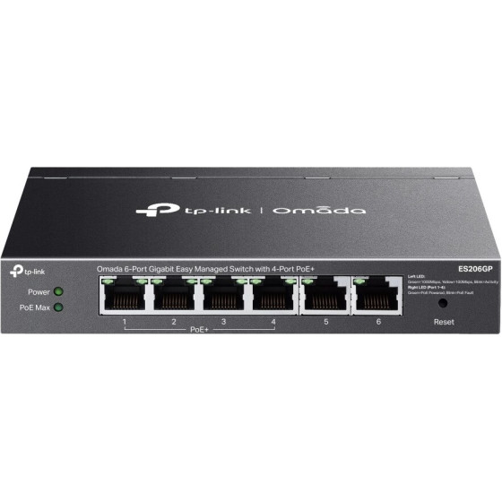 TP-LINK Omada network switch Managed Gigabit Ethernet (10/100/1000) Power over Ethernet (PoE) Black - (ES206GP)