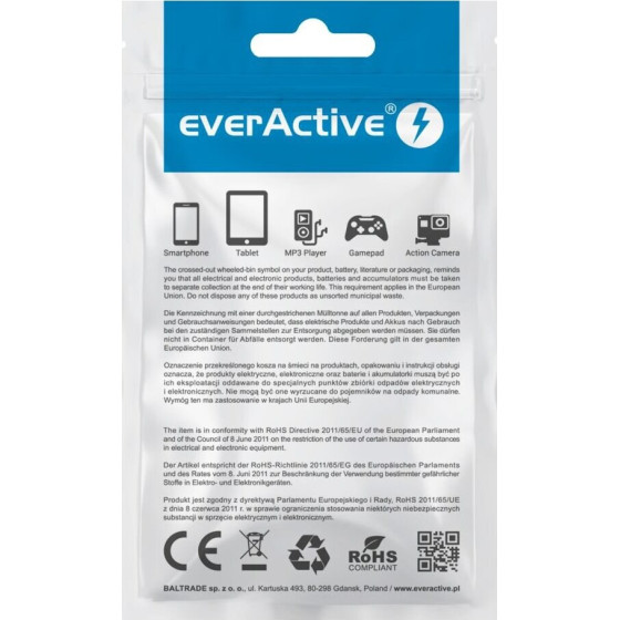 EVERACTIVE Cable USB-C 1m - Black, braided, Quick charge, 3A - (CBB-1CB)