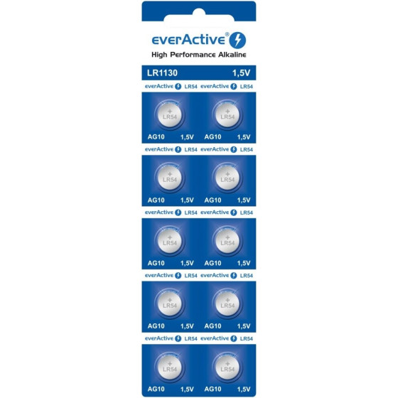 EVERACTIVE Mini Alkaline Batteries G10 LR1130 LR54 10 Pcs - (EVAG10)