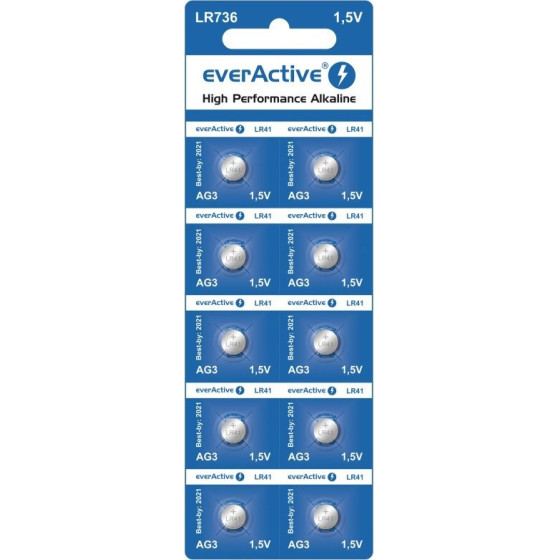 EVERACTIVE Mini Alkaline Batteries G3 LR736 LR41 10 Pcs - (EVAG3)