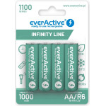 EVERACTIVE Rechargeable Batteries Ni-Mh R6 Aa 1100 Mah Infinity Line - 4 Pieces - (EVHRL6-1100)
