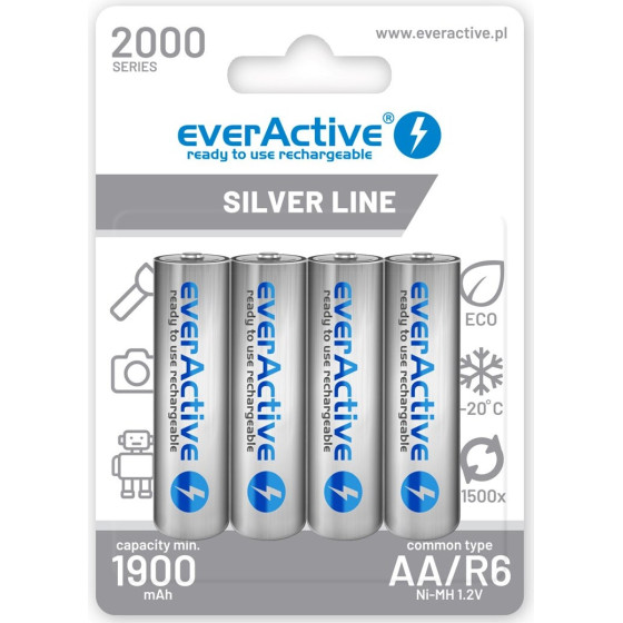 EVERACTIVE Rechargeable Batteries Ni-Mh R6 Aa 2000 Mah Silver Line - (EVHRL6-2000)