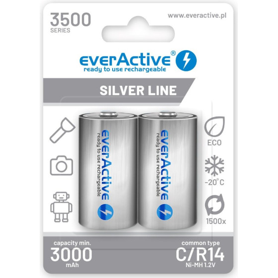 EVERACTIVE Rechargeable Batteries R14/C Ni-Mh 3500 Mah Ready To Use - (EVHRL14-3500)
