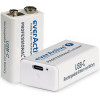 EVERACTIVE Rechargeable Battery 6F22/9V Li-Ion 550 Mah With Usb Type C - (EVHR22-550C)