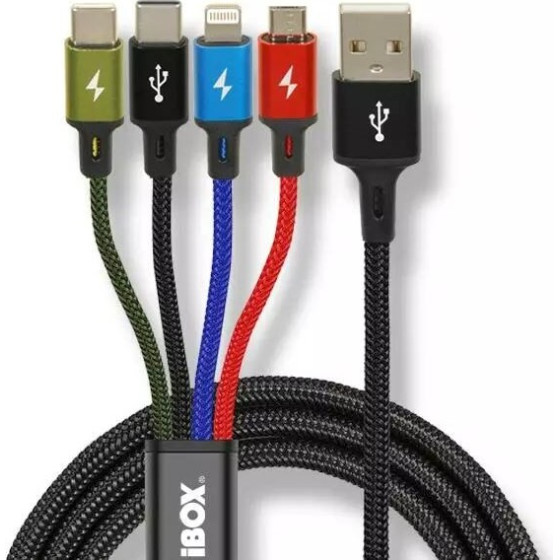 IBOX Universal 4 In 1 Charging Cable I-Box Usb IKUM4W1 - (IKUM4W1CLR)