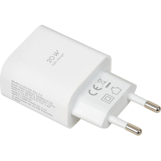 IBOX Wall Charger C-37 Gan PD20W, White - (ILUC37W)